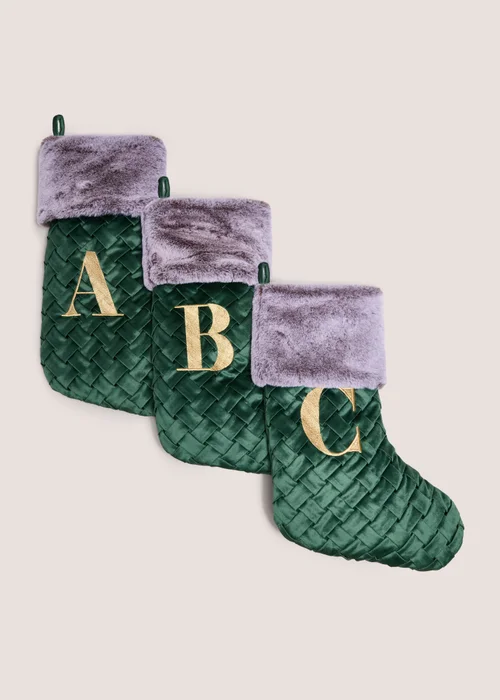 Green Alphabet Woven Stocking - S Image 1