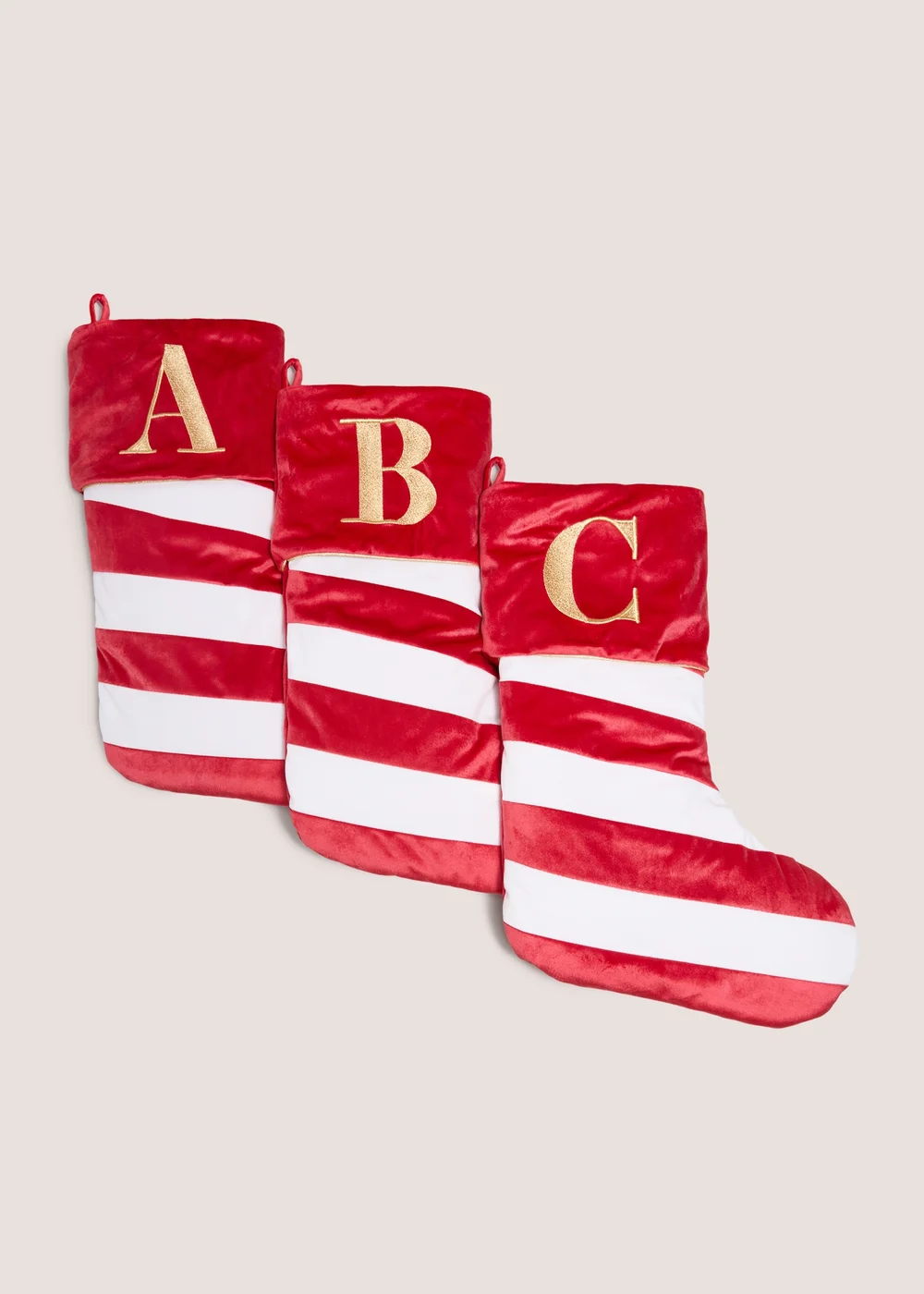 Red Stripe Alphabet Stocking - S Image 1