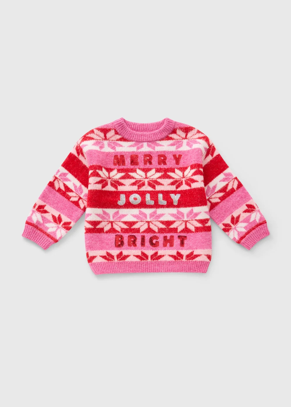 Girls Pink 'Merry & Bright' Jumper (1-7 Years) - 1-1.5 Yrs Image 1