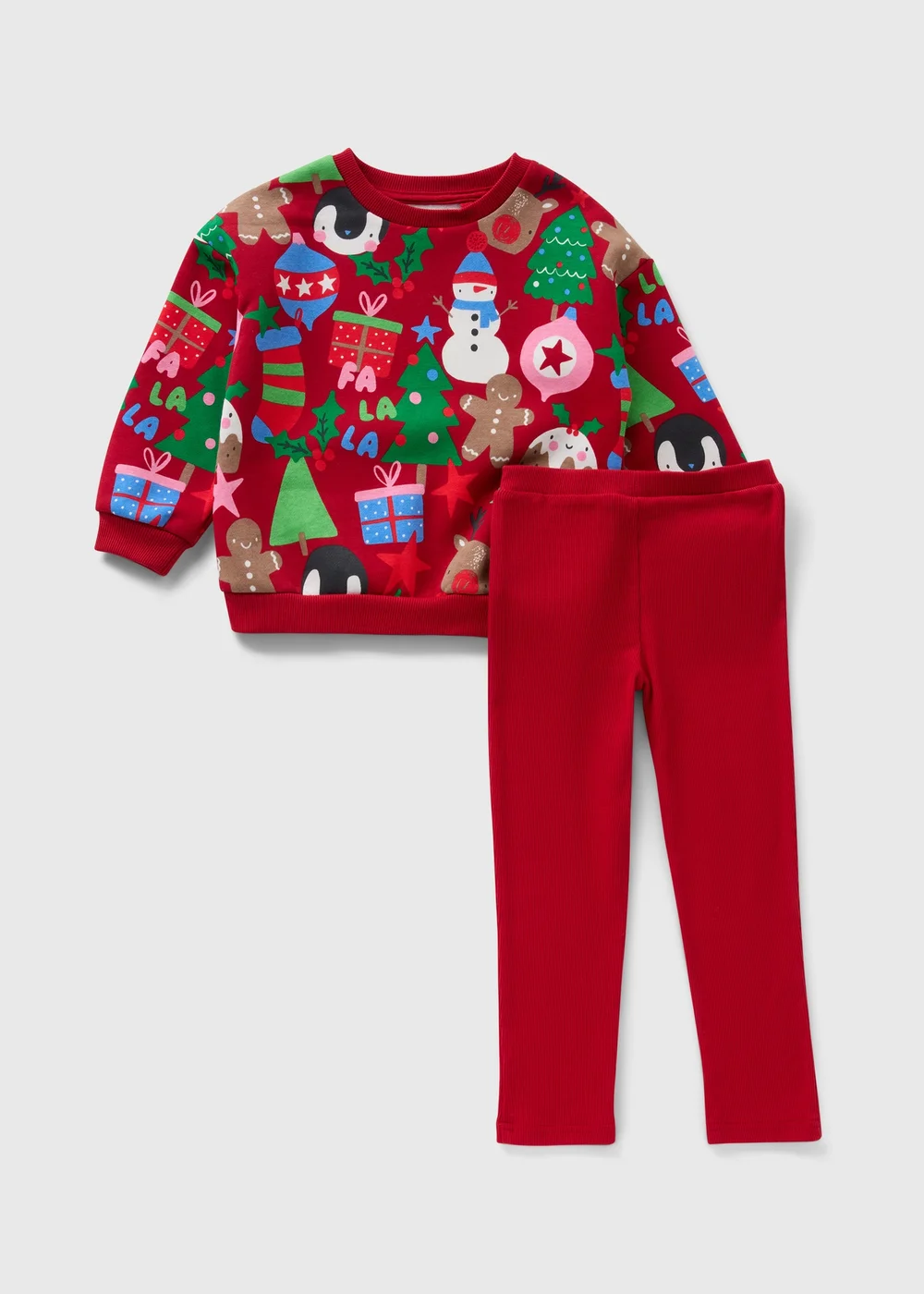 Kids Multicolour Christmas Sweatshirt & Legging Set (1-7yrs) - 1-1.5 Yrs Image 1