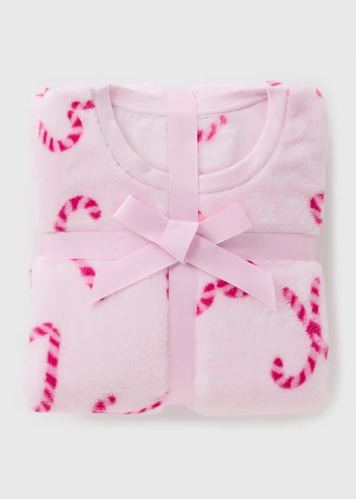 Girls Pink Christmas Candy Cane Pyjama Set (7-13yrs) - Age 7 Years Image 2