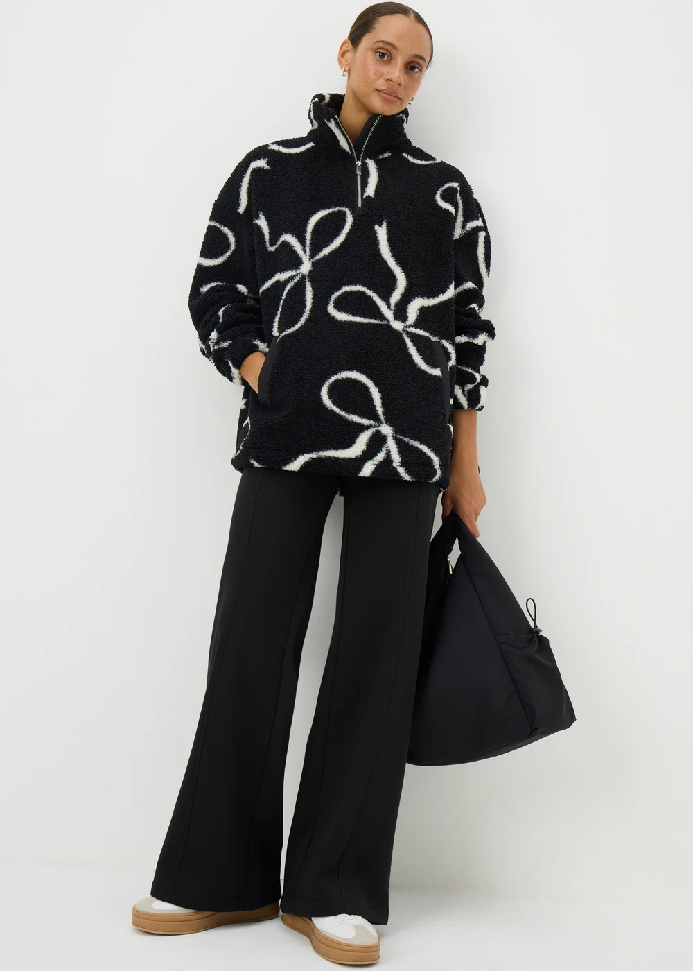 Black Wide Leg Jogging Bottoms - XS Image 1