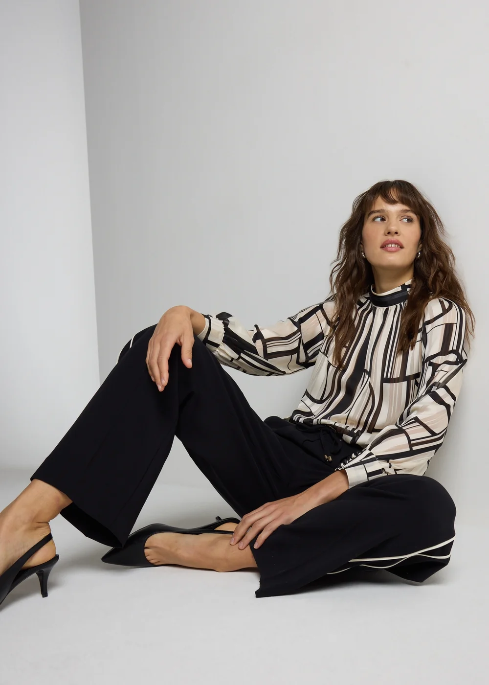 Black Side Stripe Wide Leg Trousers - 28/L31 Image 2