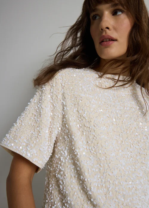 Et Vous Cream Sequin T-Shirt - 12 Image 2