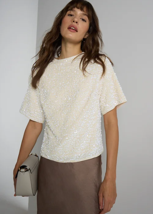 Et Vous Cream Sequin T-Shirt - 12 Image 1