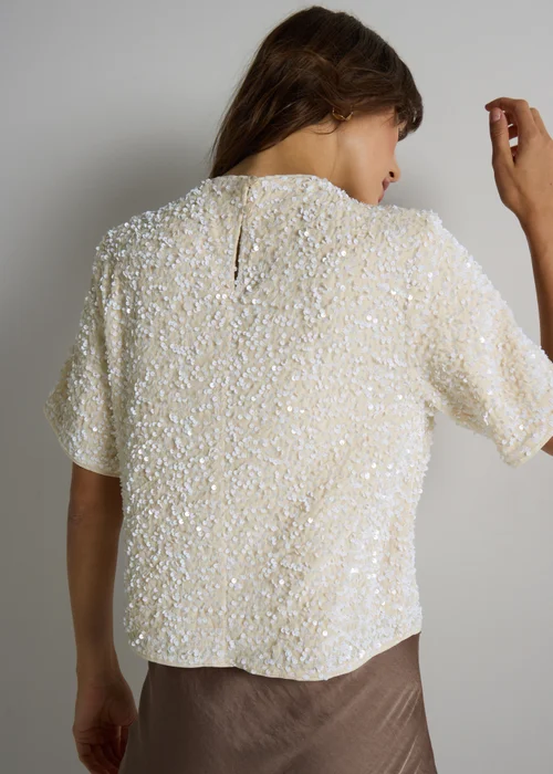 Et Vous Cream Sequin T-Shirt - 12 Image 3