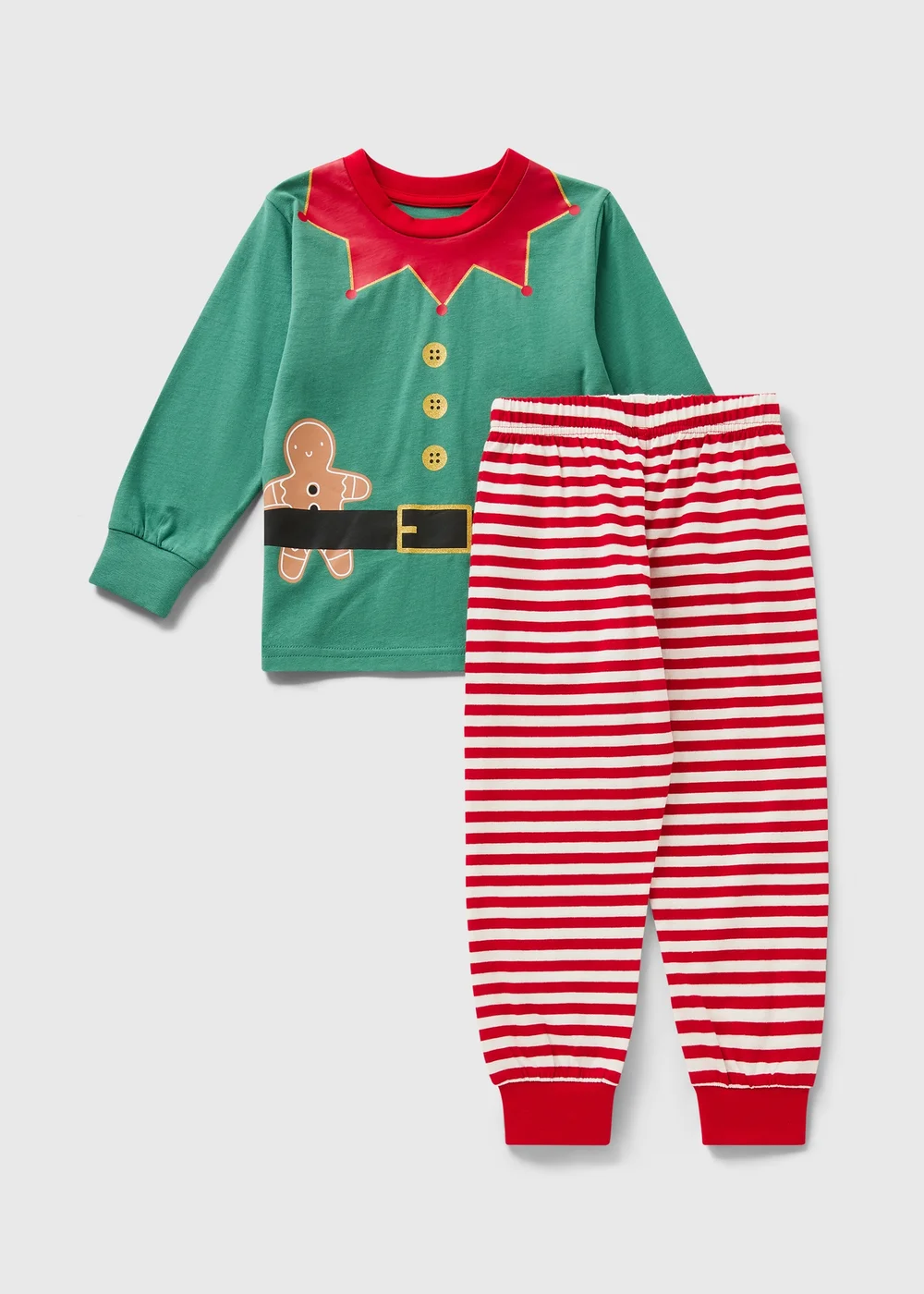 Boys Green Elf Christmas Pyjamas (1-7yrs) - 1 half year to 2 Image 1