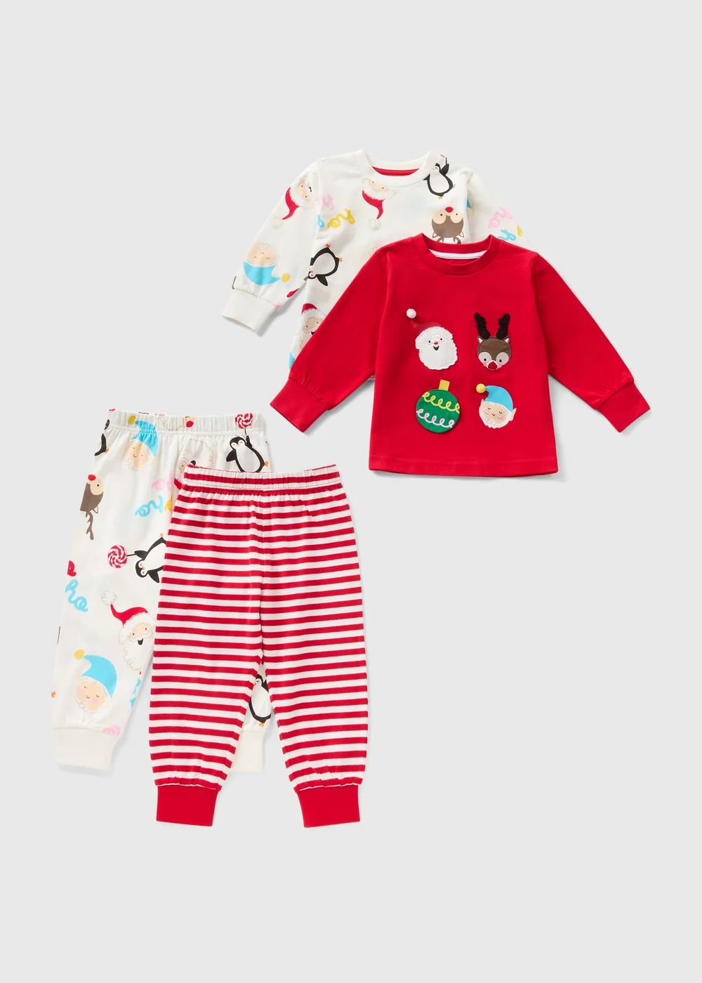2 Pack Kids Red Christmas Pyjamas (1-7yrs) - 1 half year to 2 Image 1