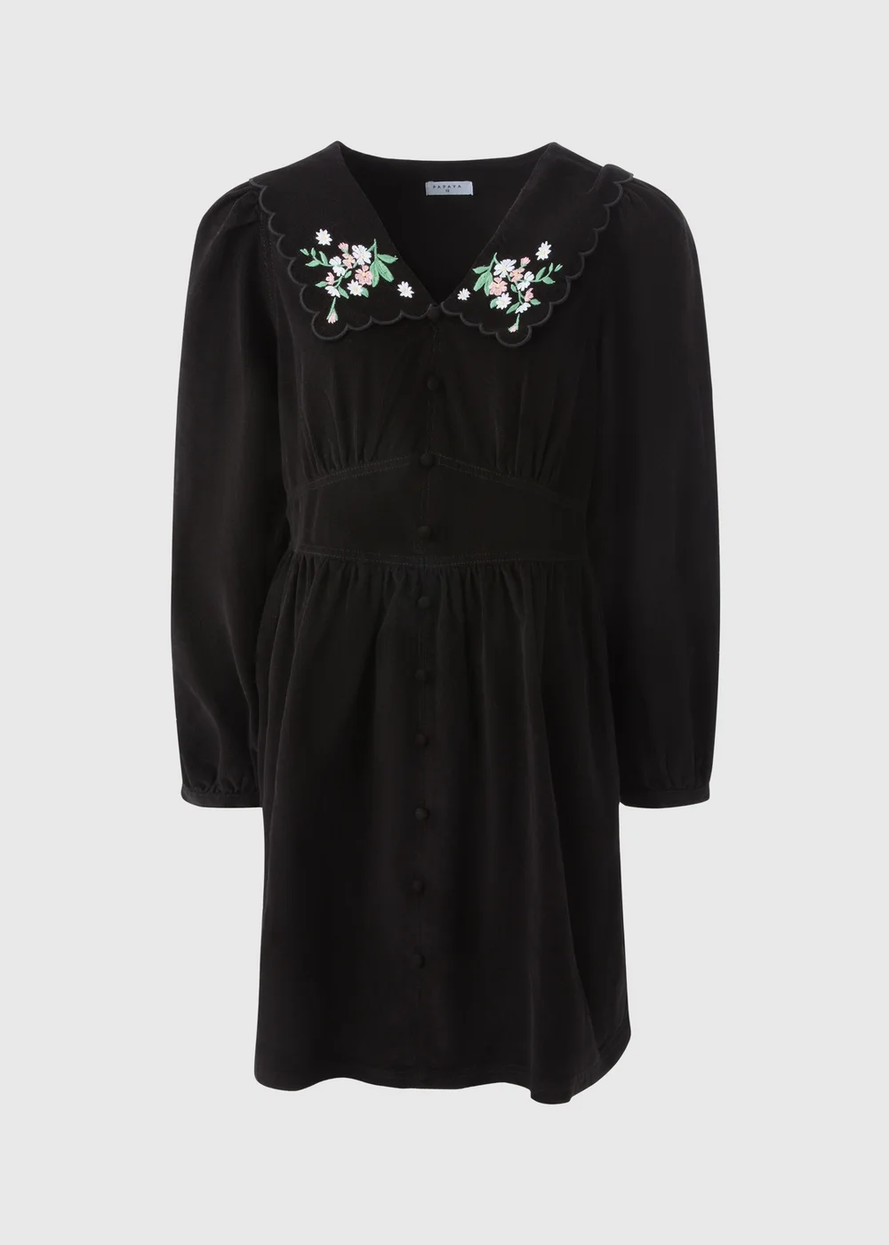 Black Embroidered Cord Collar Mini Dress - 8 | Matalan Black Embroidered Cord Collar Mini Dress - 8 | Matalan