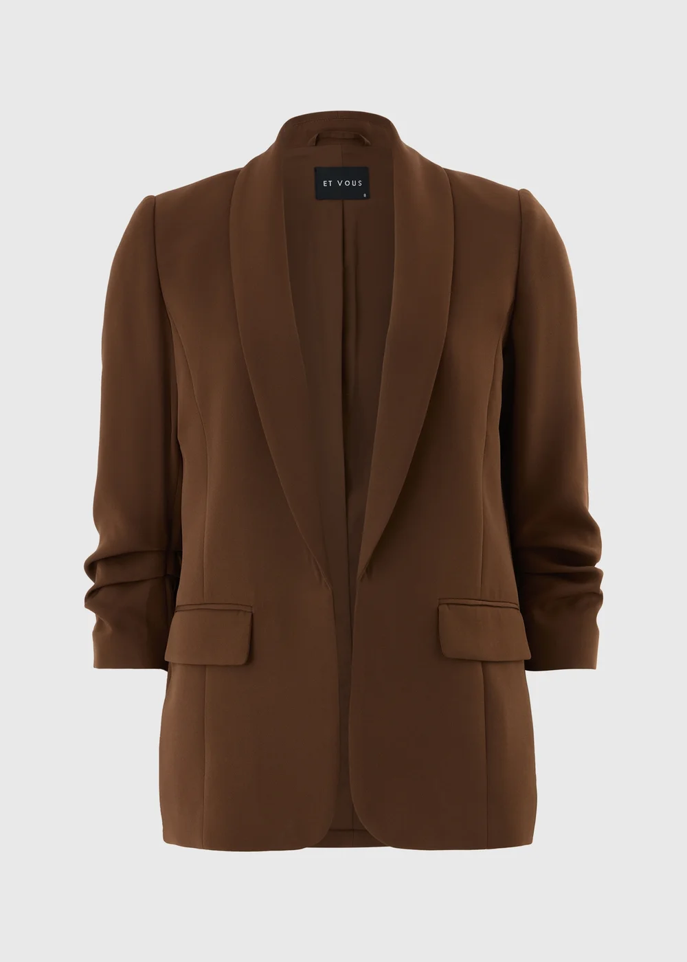 Et Vous Brown Rolled Sleeve Blazer - 8 Image 3