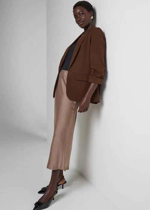 Et Vous Brown Rolled Sleeve Blazer - 8 Image 2