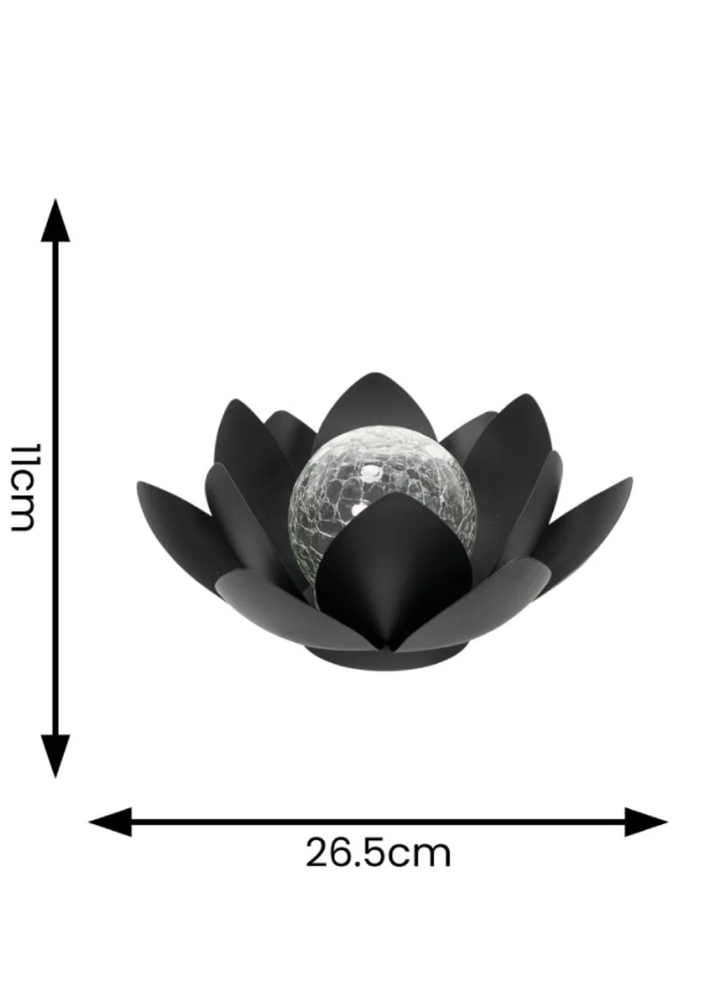 ValueLights Solar Black Waterlily Lotus Flower Garden Light With Integrated LED's (11cm x 26.5cm x 26.5cm) - One Size Image 3