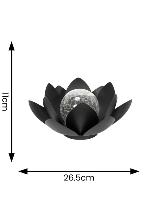ValueLights Solar Black Waterlily Lotus Flower Garden Light With Integrated LED's (11cm x 26.5cm x 26.5cm) - One Size Image 3