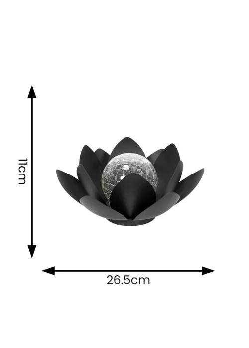 ValueLights Solar Black Waterlily Lotus Flower Garden Light With Integrated LED's (11cm x 26.5cm x 26.5cm) - One Size Image 4