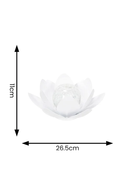 ValueLights Solar White Waterlily Lotus Flower Garden Light With Integrated LED's (11cm x 26.5cm x 26.5cm) - One Size Image 4