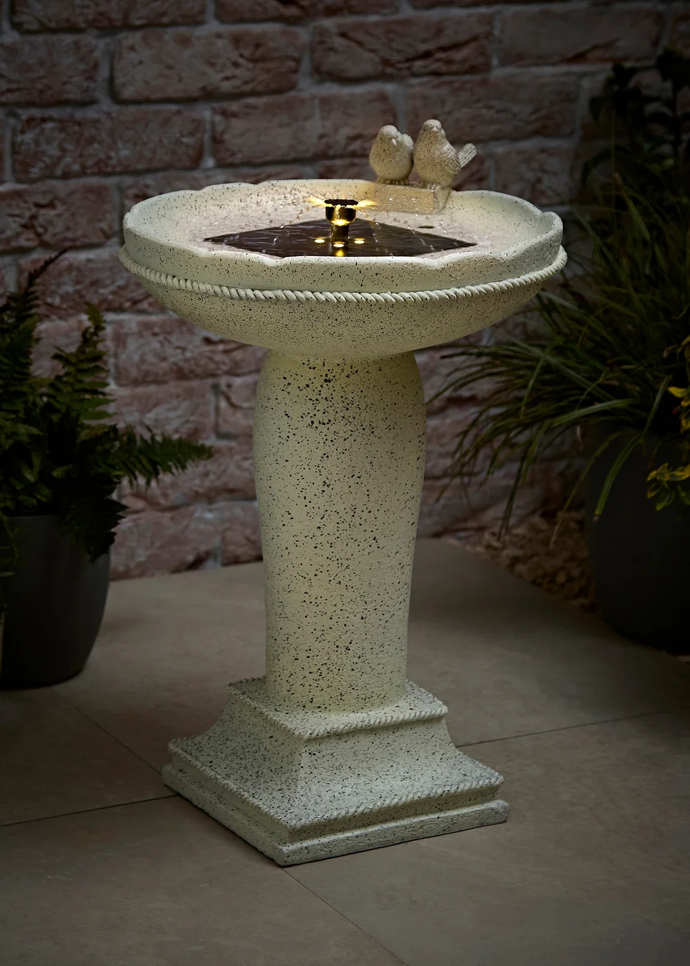 ValueLights Solar Bird Bath Water Fountain Garden Feature - One Size Image 1
