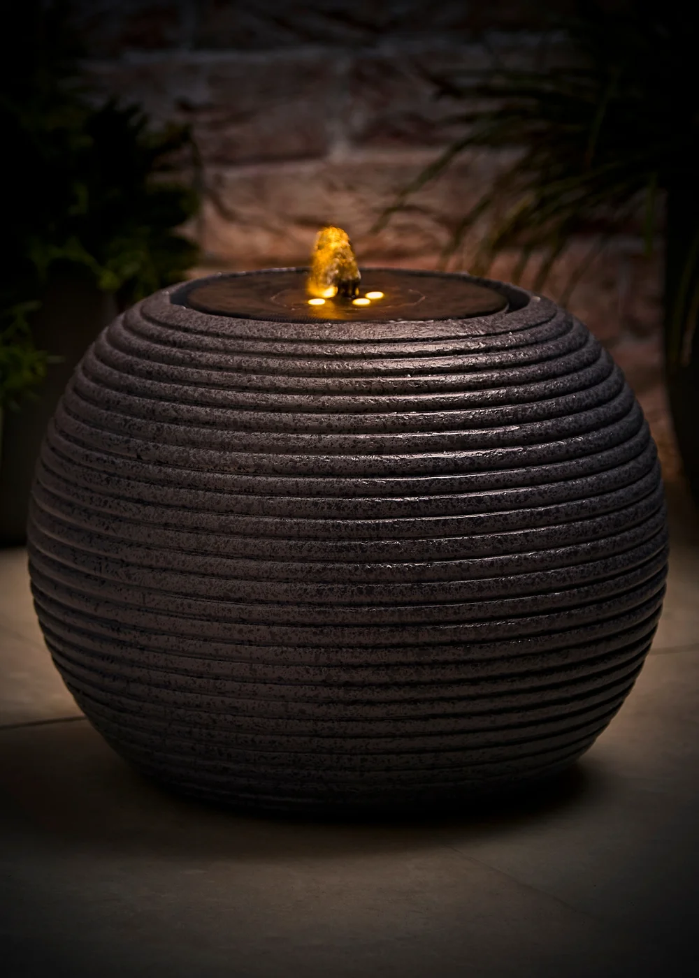 ValueLights Solar Round Ribbed Water Fountain - One Size Image 2