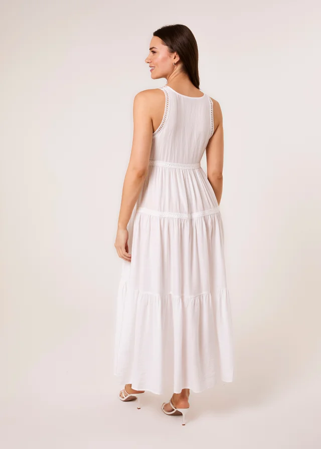 Blue Vanilla Ivory Maxi V Neck Dress