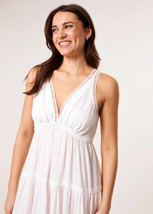Blue Vanilla Ivory Maxi V Neck Dress - S Image 4