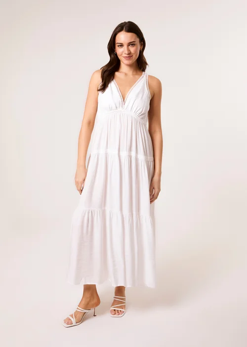 Blue Vanilla Ivory Maxi V Neck Dress - S Image 3