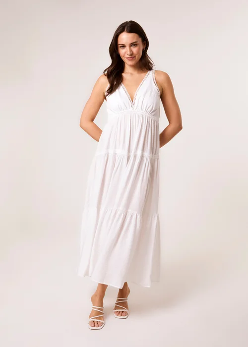 Blue Vanilla Ivory Maxi V Neck Dress - S Image 1
