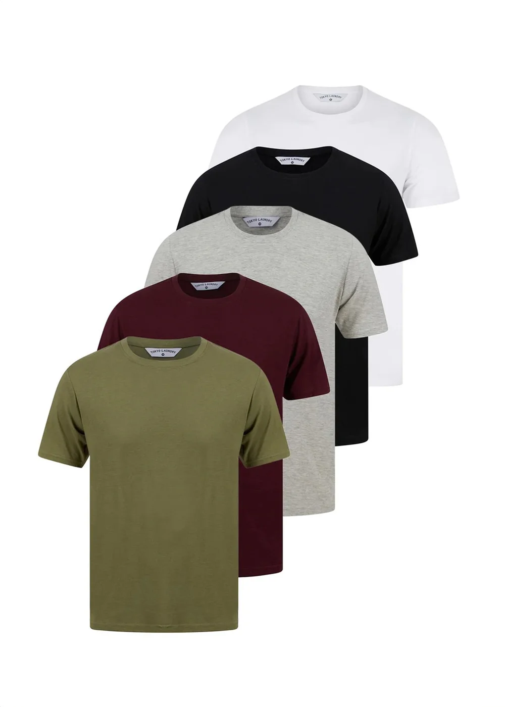 Tokyo Laundry Burgundy Cotton 5-Pack Short Sleeve T-Shirts - L Image 1