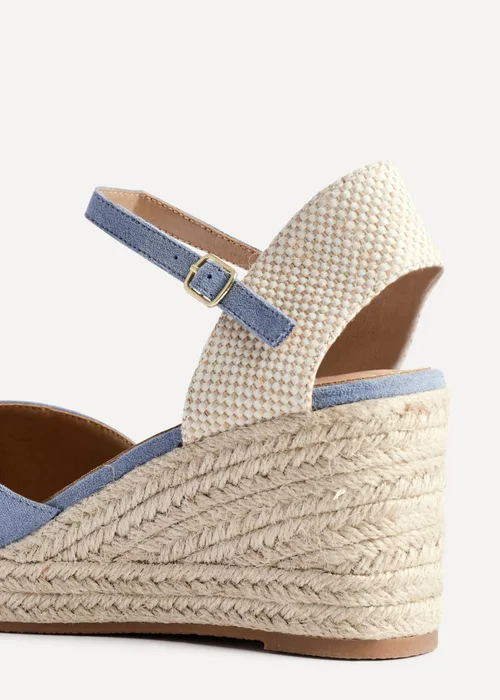 Linzi Present Blue Faux Suede Closed Toe And Open Back Espadrille Wedge - 3 Image 5