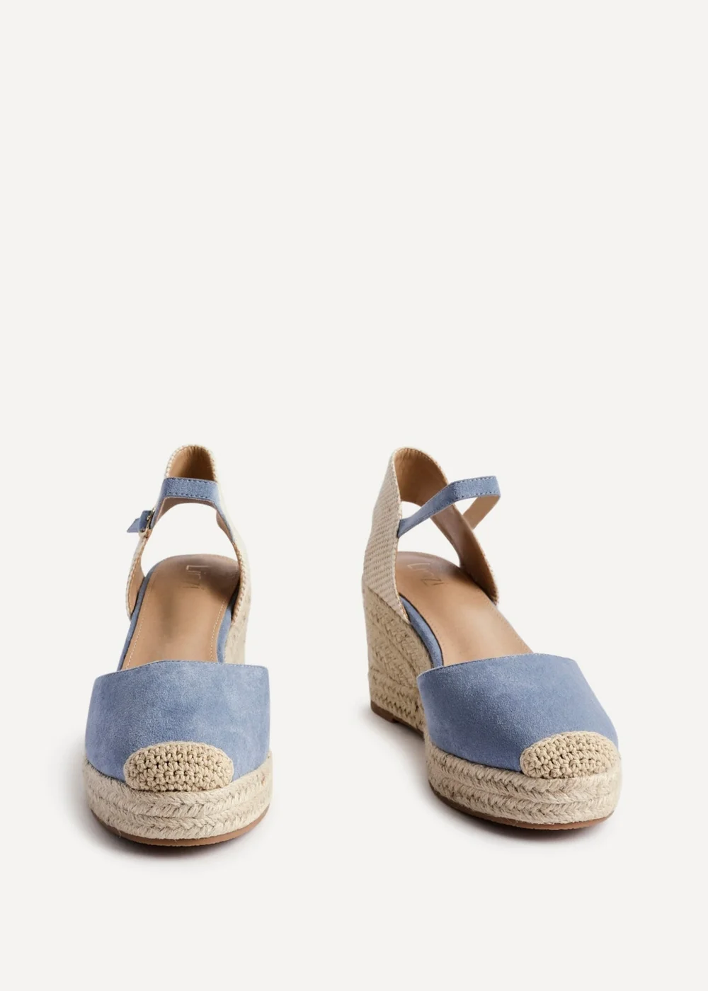 Linzi Present Blue Faux Suede Closed Toe And Open Back Espadrille Wedge - 3 Image 4