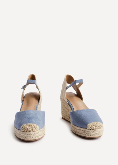 Linzi Present Blue Faux Suede Closed Toe And Open Back Espadrille Wedge - 3 Image 4