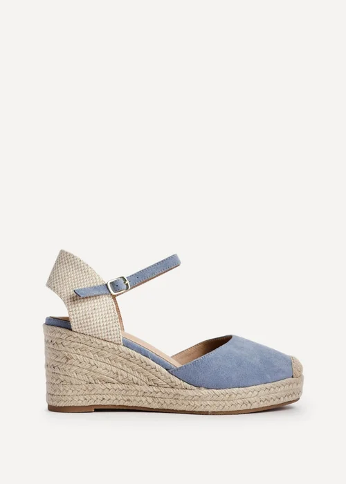 Linzi Present Blue Faux Suede Closed Toe And Open Back Espadrille Wedge - 3 Image 2