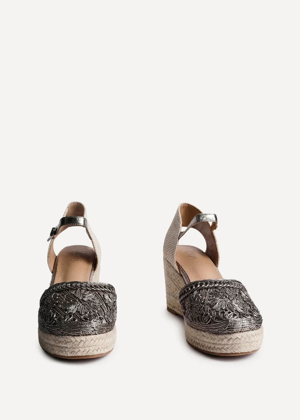 Linzi Mystic Pewter Embroidered Closed Toe Espadrille Wedge - Size 3 Image 3