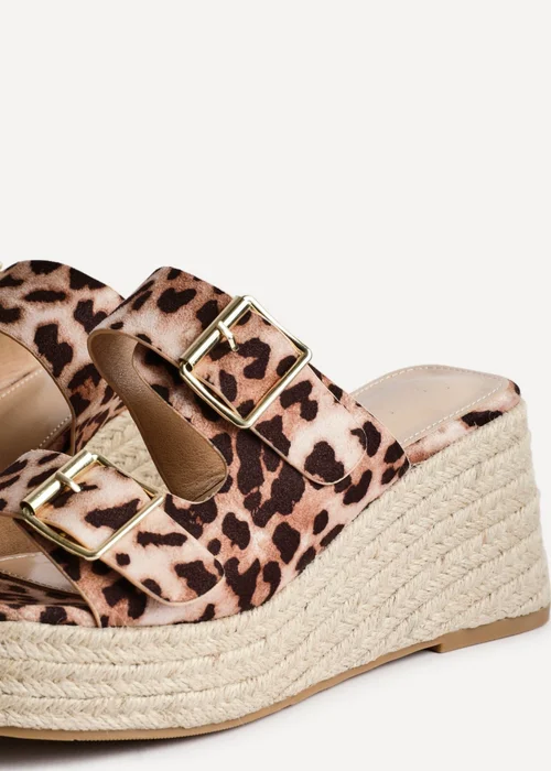 Linzi Impact Leopard Print Espadrille Wedge Mules - Size 3 Image 4