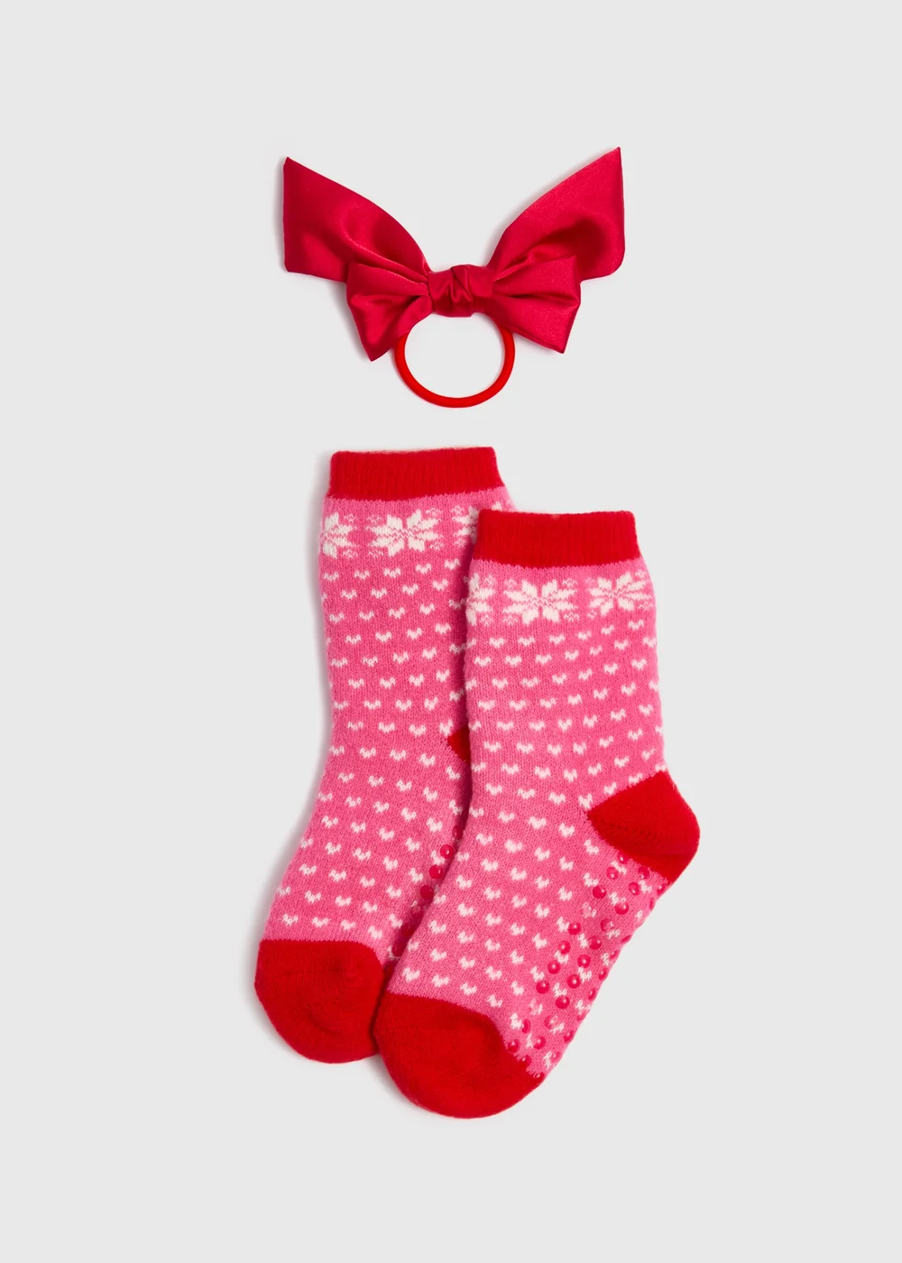 Christmas Pink Bow Sock Set (Younger 6- Older 6.5) - 4-6.5 Image 1