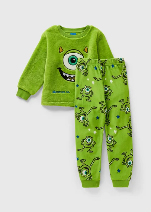 Monsters Inc Boys Green Mike Fleece Pyjama Set (1-7yrs) - 1 half year to 2 Image 1