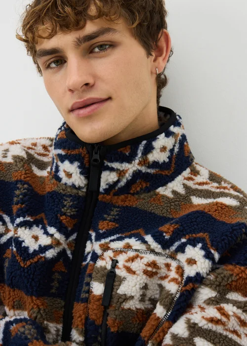 Orange Aztec Fleece Jacket - S Image 2