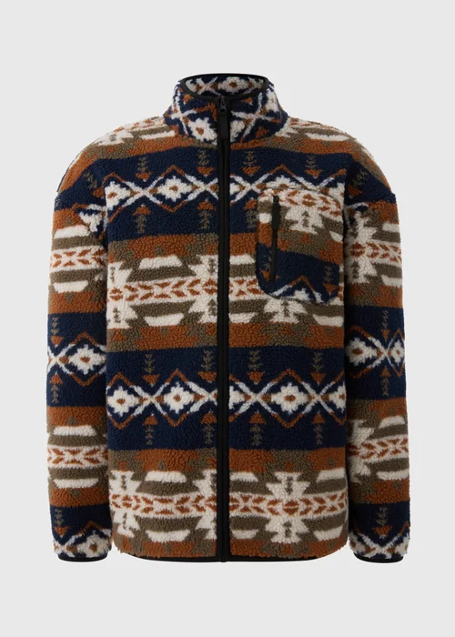 Orange Aztec Fleece Jacket - S Image 4