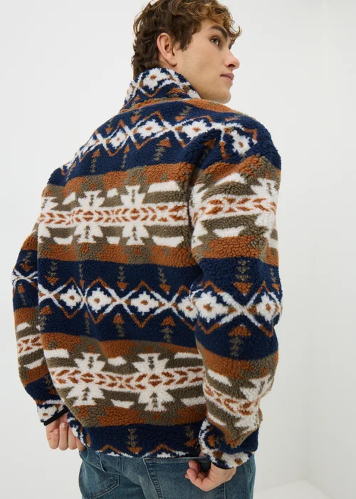 Orange Aztec Fleece Jacket - S Image 3