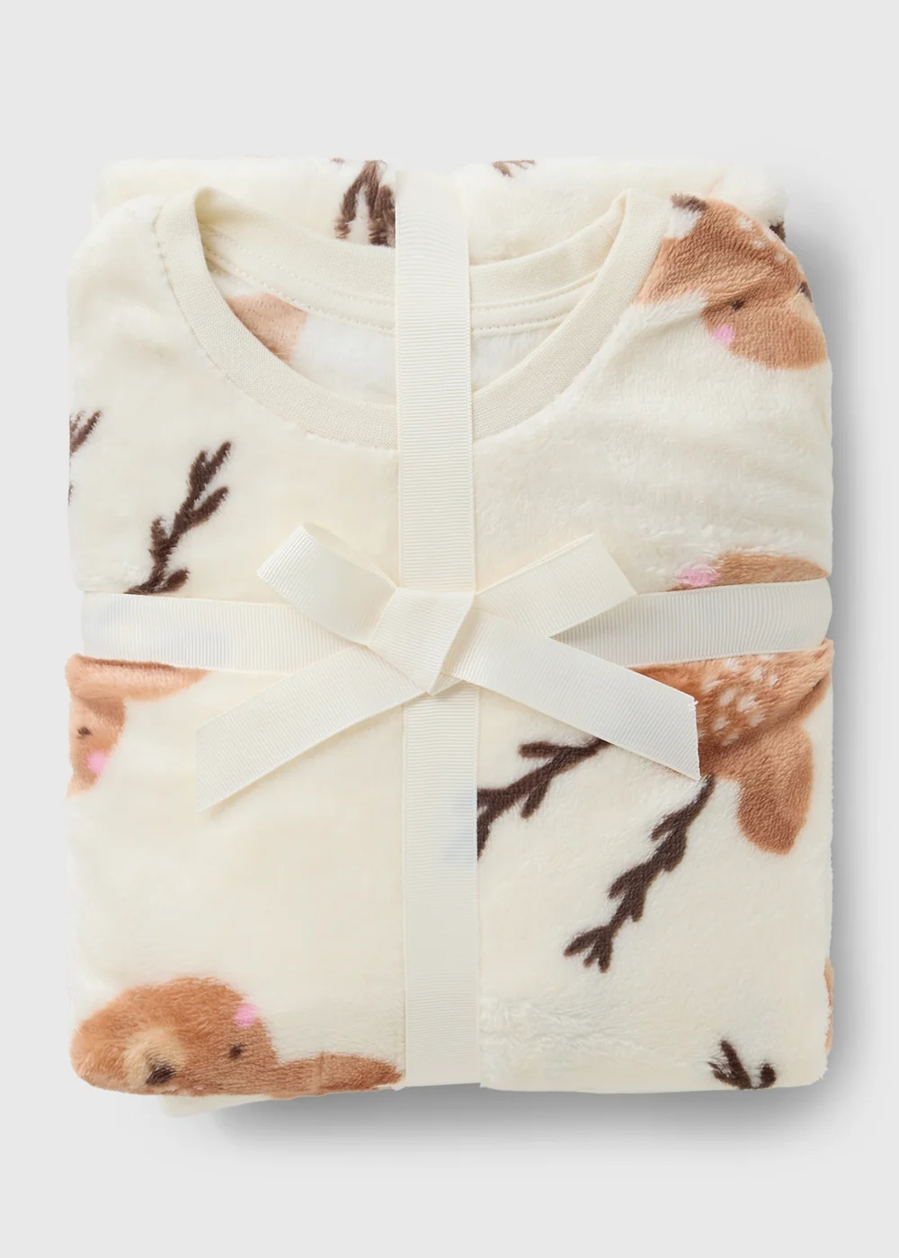 Kids Cream Reindeer Christmas Pyjama Set (1-7yrs) - 1 half year to 2 Image 2