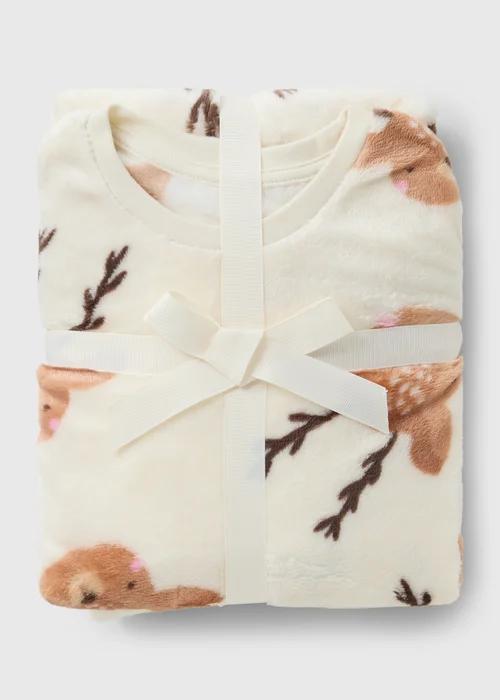 Kids Cream Reindeer Christmas Pyjama Set (1-7yrs) - 1 half year to 2 Image 2