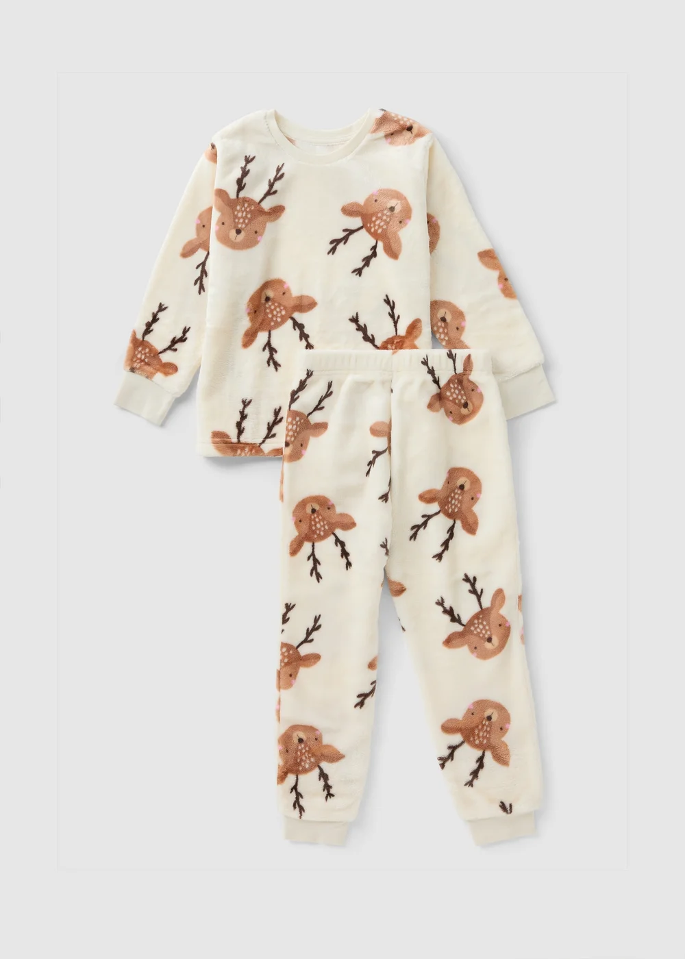 Kids Cream Reindeer Christmas Pyjama Set (1-7yrs) - 1 half year to 2 Image 1