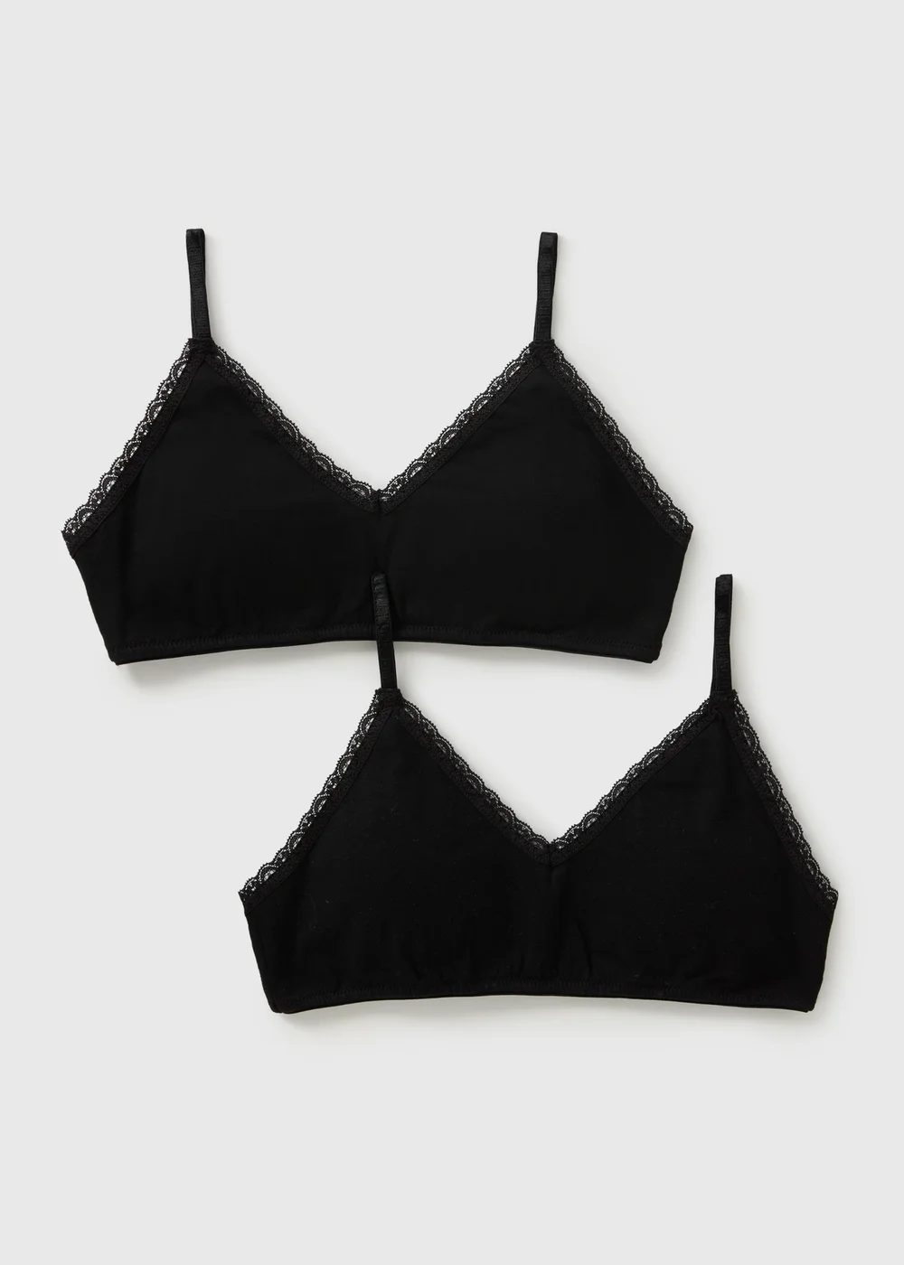 Girls 2 Pack Black Padded Crop Tops (8-13yrs) - 8-9 yrs Image 1