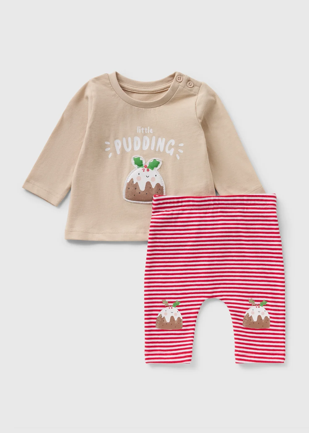 Baby Beige Christmas Pudding Top & Legging Set (Newborn-23mths) - 0-3 months Image 1