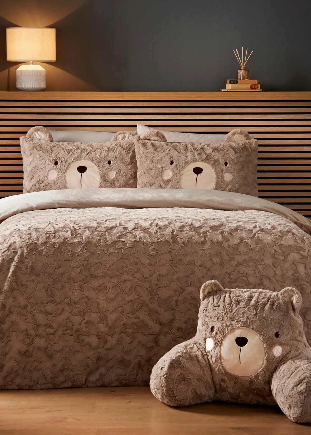 Natural Bear Character Faux Fur Duvet Set - Single Image 1