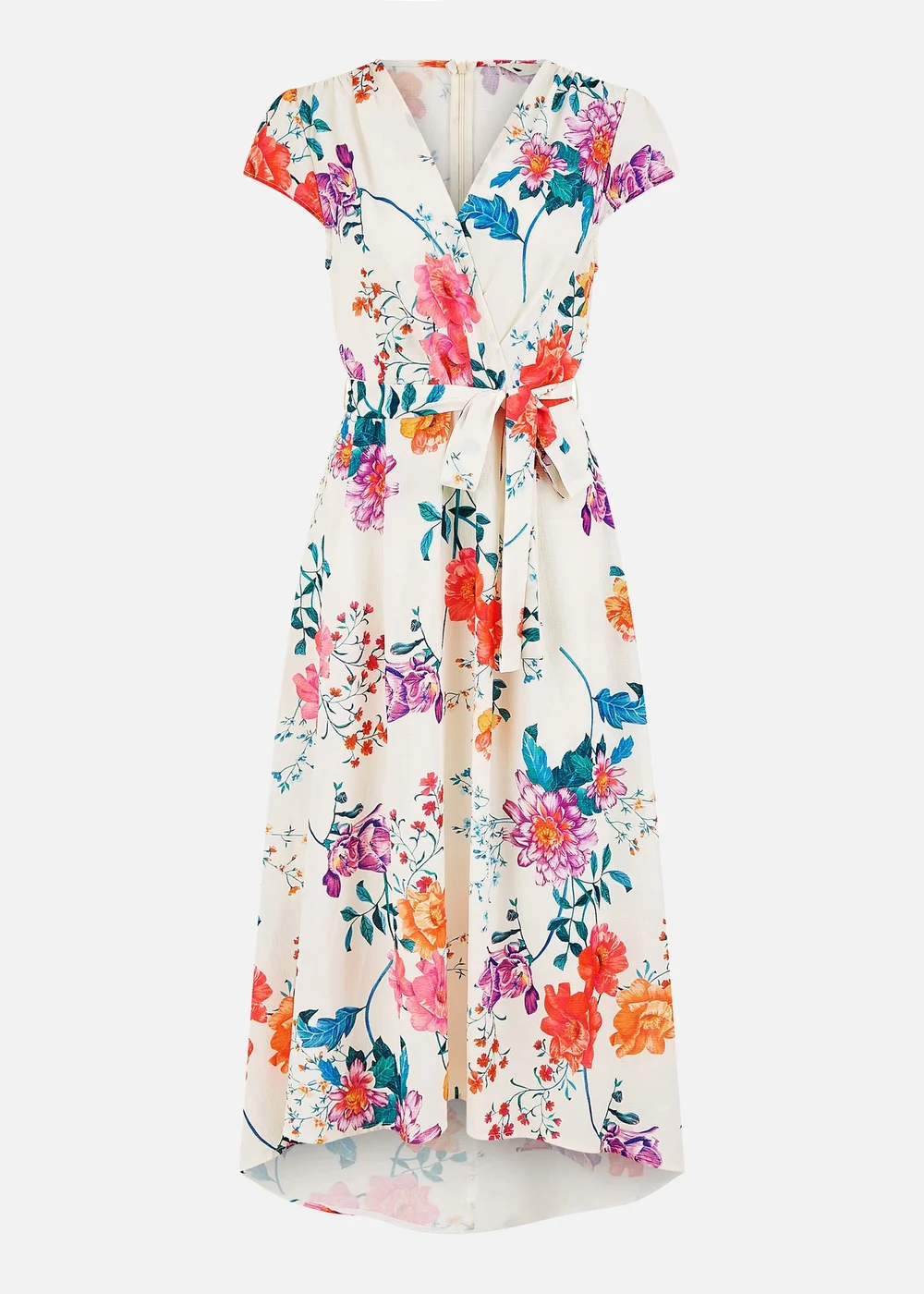 Yumi Ivory Flower Print Wrap Midi Dress - 8 Image 3