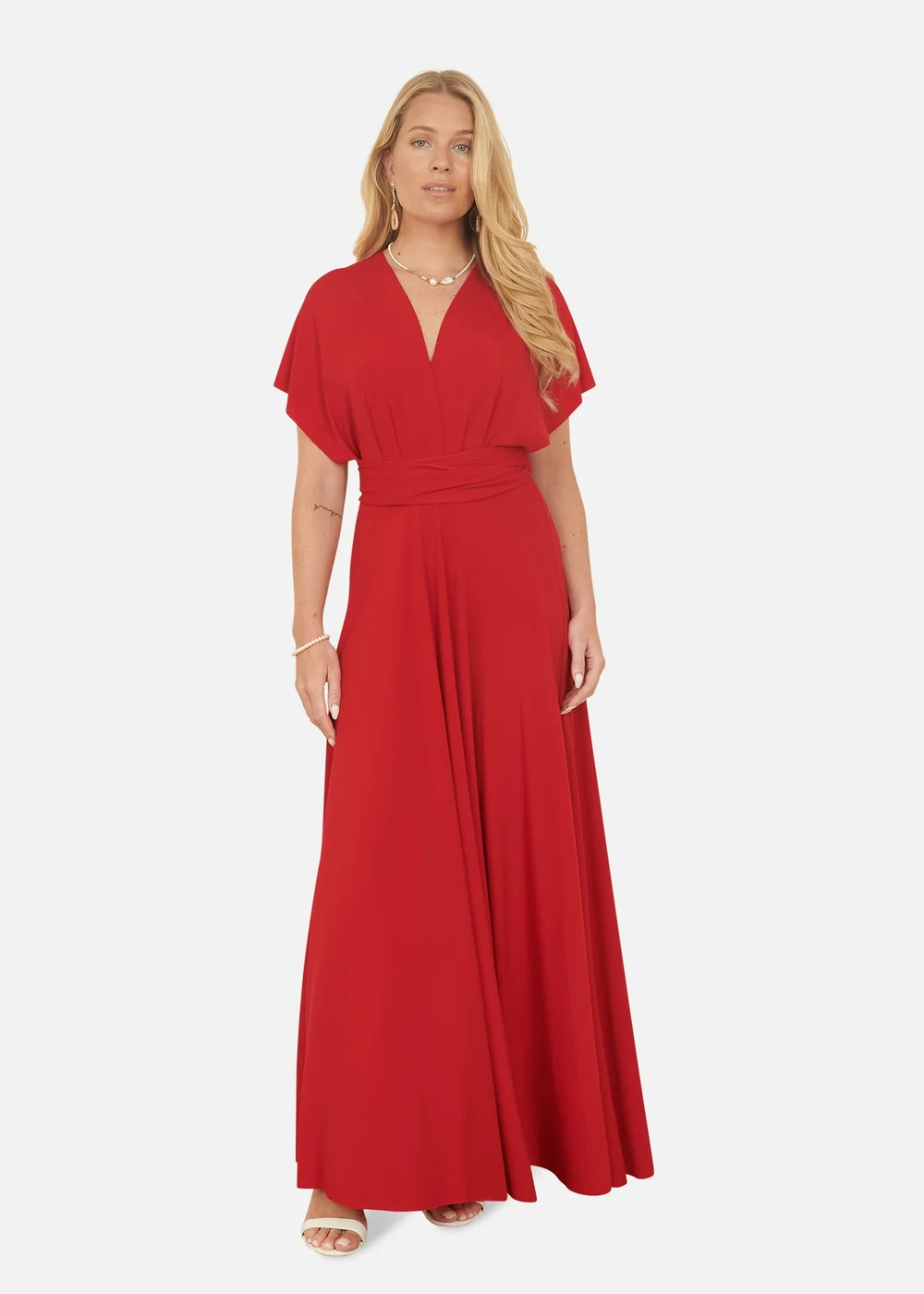 Yumi Red Jersey Stretch Multiway Midi Dress - 10 | Matalan Yumi Red Jersey Stretch Multiway Midi Dress - 10 | Matalan