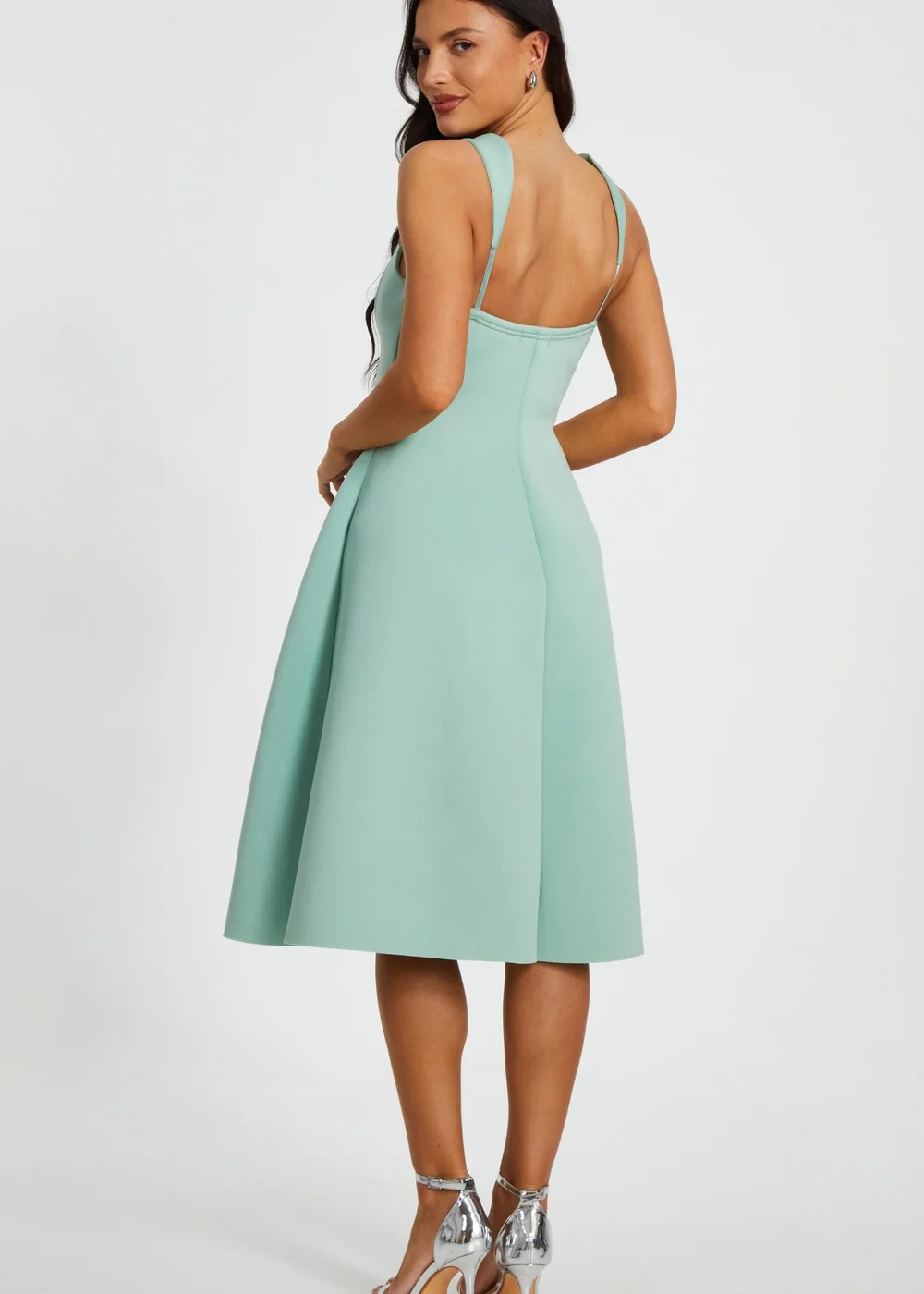 Quiz Sage Diamante Bow Midi Dress - 16 | Matalan Quiz Sage Diamante Bow Midi Dress - 16 | Matalan