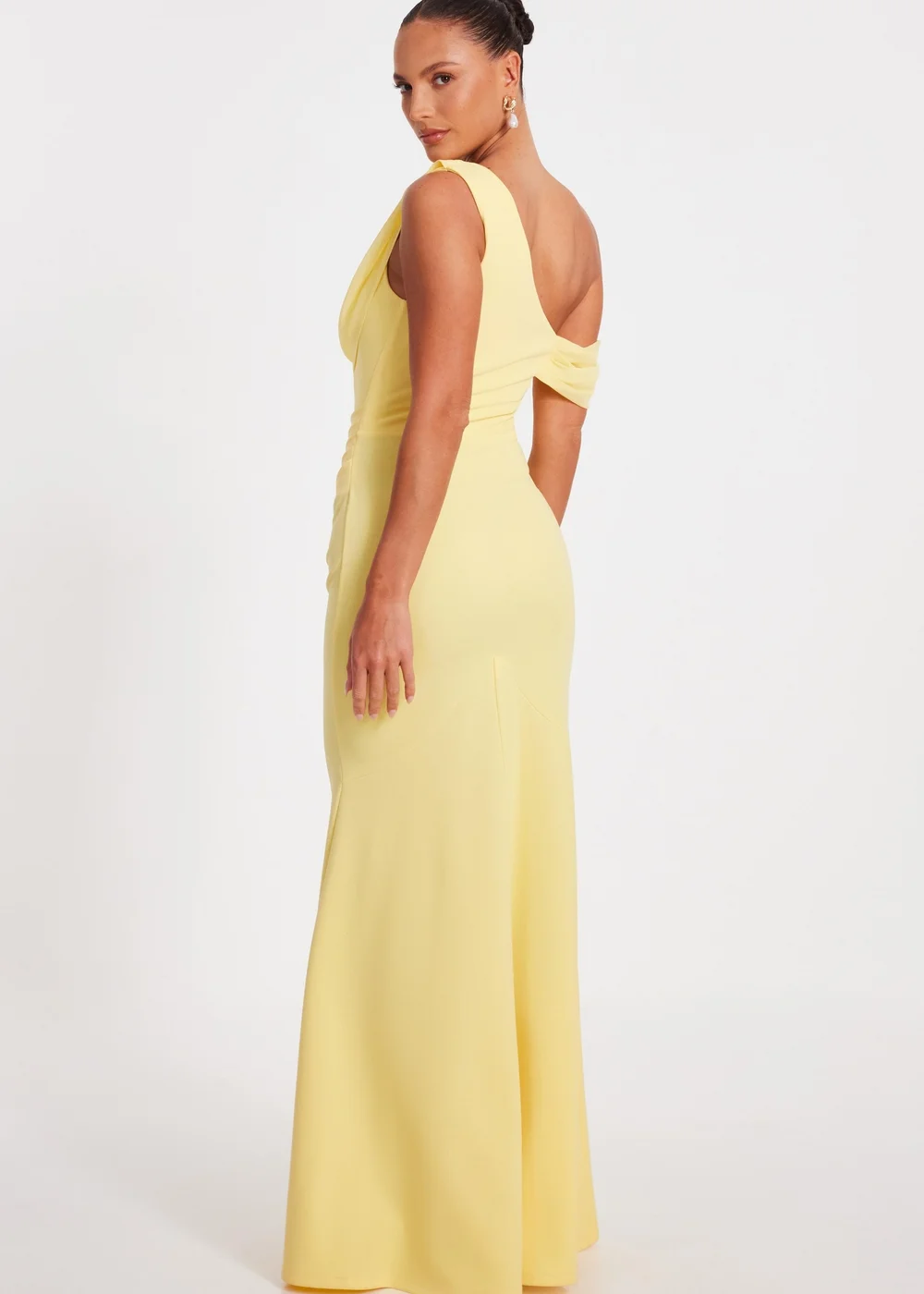 Quiz Lemon Asymmetric Cowl Neck Maxi Dress - 18 Quiz Lemon Asymmetric Cowl Neck Maxi Dress - 18
