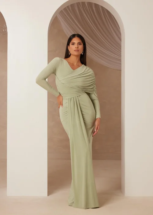 Quiz Sage Draped Maxi Dress - 16 | Matalan Quiz Sage Draped Maxi Dress - 16 | Matalan