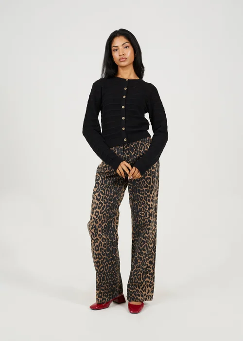 Brave Soul Black Stitch Detail Crew Neck Cardigan - XS Image 3