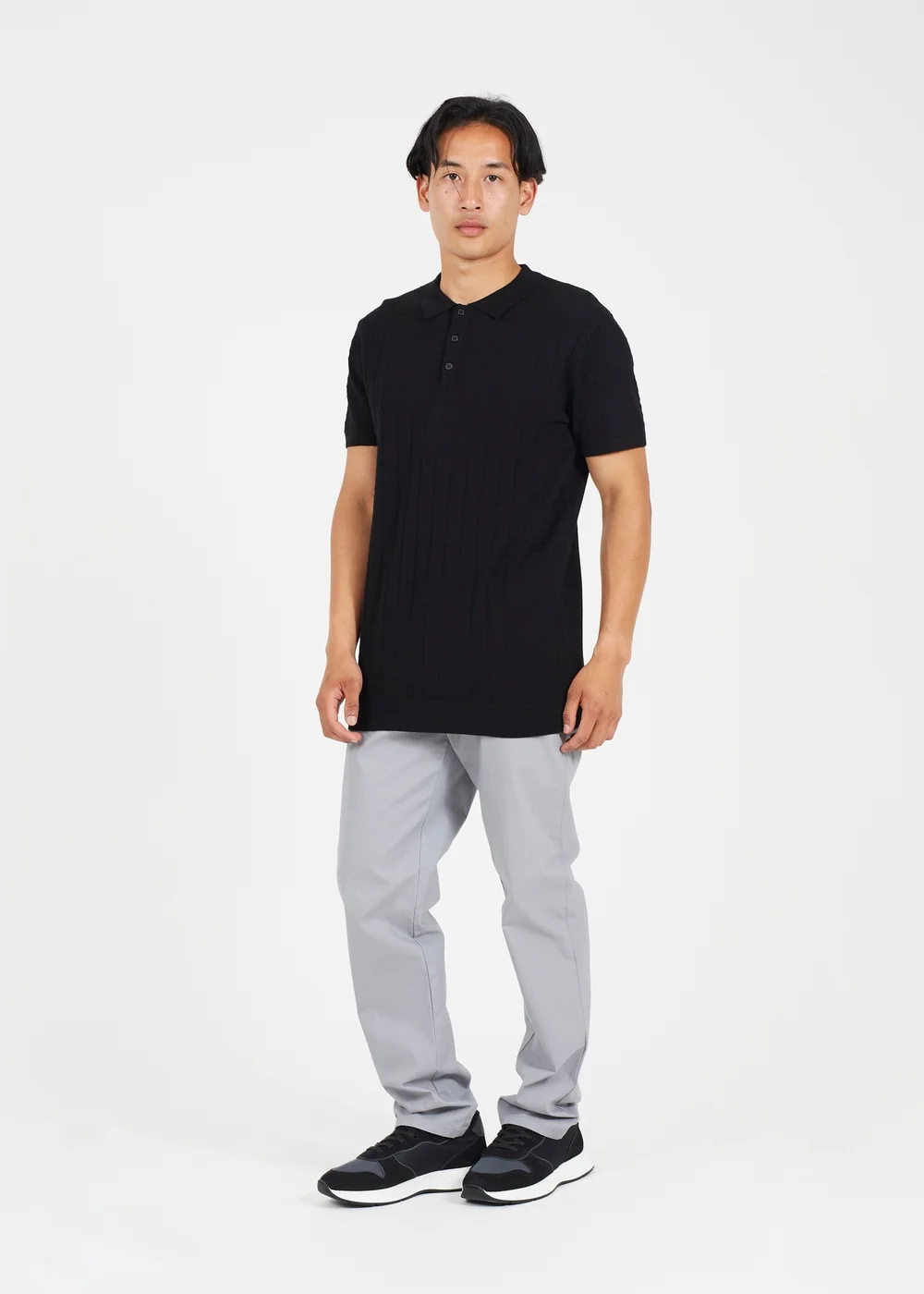 Brave Soul Black Short Sleeve Knitted Polo Shirt - M Image 4